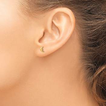 14k Yellow Gold Children's Moon Stud Earrings