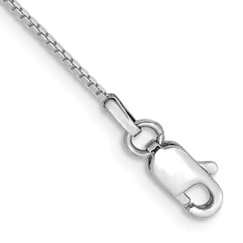 Rhodium Over 10k White Gold 0.9mm Box Link Bracelet