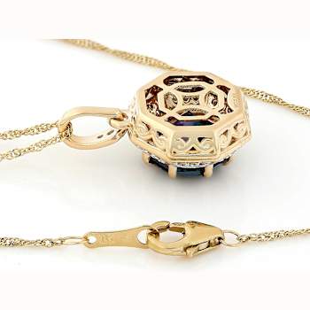 Lab-Created Alexandrite And White Diamond Vintage-Inspired Pendant In
Solid 10K Yellow Gold 3.18ctw