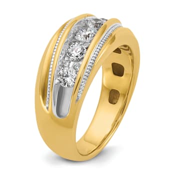 10K Two-tone Yellow Gold with White Rhodium Men's Polished and Milgrain
Diamond Ring 1.01ctw