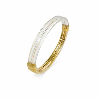 14K Gold Over Brass Clear Ridge Acrylic Hinge Bangle