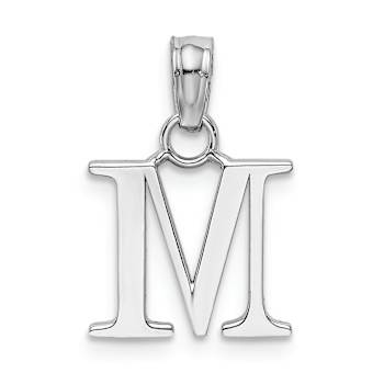 Rhodium Over 14k White Gold Polished Block Letter M Initial Pendant