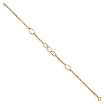 14k Yellow Gold Polished Bars and Links Bracelet