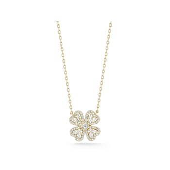 Sterling Statements 14K Yellow Gold Over Sterling Silver CZ Four Leaf
Clover Necklace