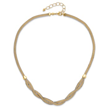 14k Two-tone 17-inch with 2-inch Ext. Mesh Necklace
