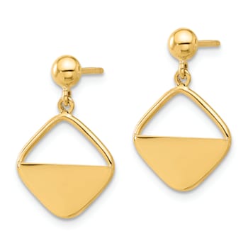 14k Yellow Gold Polished Contemporary Dangle Earrings