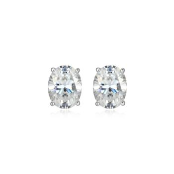 Oval Moissanite Platineve Stud Earrings 4.20ctw DEW