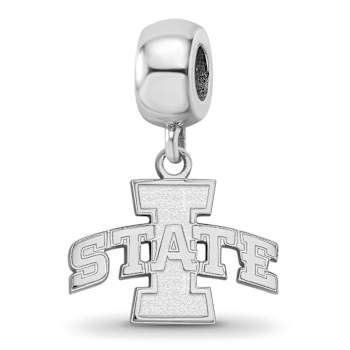 Sterling Silver Rhodium-plated LogoArt Iowa State University Small
Dangle Bead