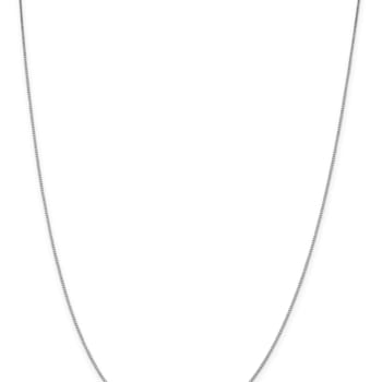 Rhodium Over 18K White Gold 0.7mm Solid Box 18 Inch Chain