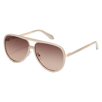 QUAY "HIGH-PROFILE" White Aviator Frame / Brown Polarized
Lenses Sunglasses