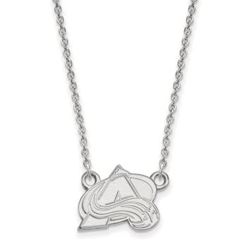 Rhodium Over Sterling Silver NHL LogoArt Colorado Avalanche Pendant Necklace