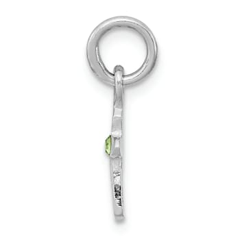 Rhodium Over Sterling Silver Child's August Light Green Preciosca
Crystal Cross Pendant