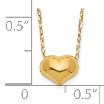 14K Yellow Gold Small Hollow Heart with Chain and 1-inch Extension Necklace