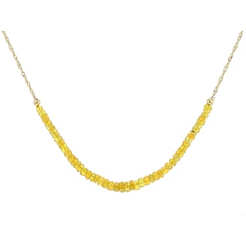 Yellow Sapphire Rondelle Beaded Necklace In 18K Gold Over Sterling Silver