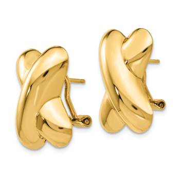 14k Yellow Gold Polished X Stud Earrings