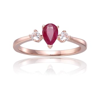 Ruby with White Sapphire Accents 14K Rose Gold Over Sterling Silver
Ring, 0.67ctw
