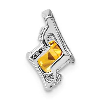 Rhodium Over 10k White Gold 0.5 ctw Cushion Citrine and Diamond Chain
Slide Pendant