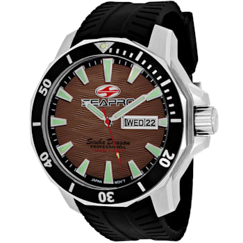 Seapro Men's Scuba Dragon Diver Limited Edition Brown Dial, Black Bezel,
Black Silicone Watch
