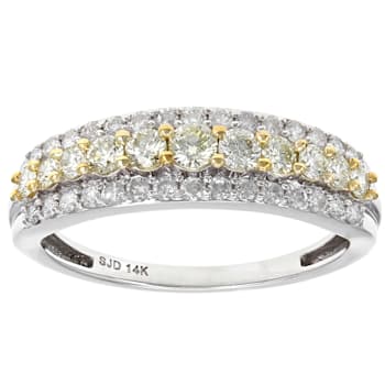 Amour 2/5 CT TDW Marquise and Round Diamond Double Band Ring in 14k Yellow  Gold and Pink Enamel