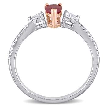 Ruby and Diamond 14K White and Rose Gold Ring 0.68ctw
