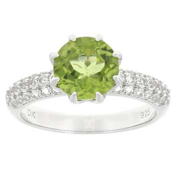 Peridot And White Topaz Ring In Sterling Silver