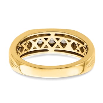 14K Yellow Gold 3-Stone Diamond Men's Ring 0.49ctw