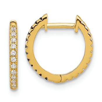 14k Yellow Gold Black and White Cubic Zirconia Reversible 1/2"
Hinged Huggie Hoop Earrings