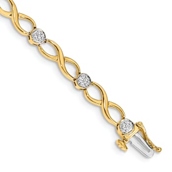 10k Yellow Gold and 10k White Gold Diamond Infinity Bracelet