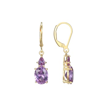 Lab Created Alexandrite Sapphire 18k Yellow Gold Over Silver June
Birthstone Earrings 3.89ctw