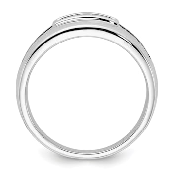 Rhodium Over 14K White Gold White and Black Diamond Men's Ring 0.25ctw