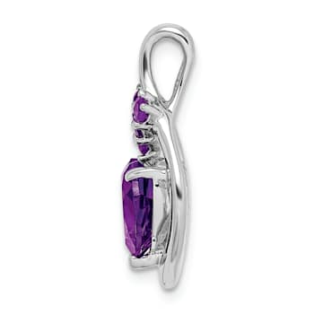 Rhodium Over 14k White Gold Amethyst Heart Pendant