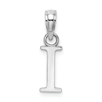 Rhodium Over 14k White Gold Polished Block Letter I Initial Pendant