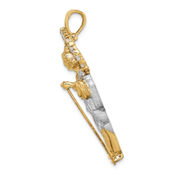 14K Two-tone Gold  Cubic Zirconia Diamond-Cut Saint Jude Pendant