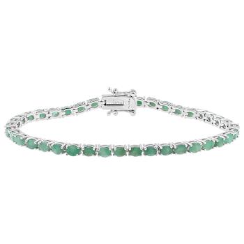 Emerald Tennis Bracelet In Sterling Silver
