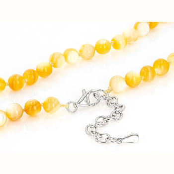 Yellow Mother-Of-Pearl Beaded Necklace In Sterling Silver 18 Inch
