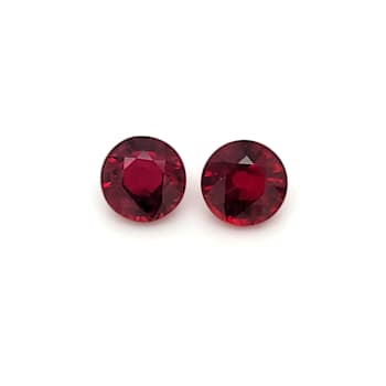 Ruby 7.3x7.0mm Round Matched Pair 4.29ctw