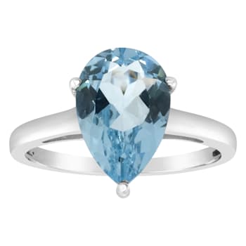 12x8mm Pear Shape Sky Blue Topaz Rhodium Over Sterling Silver Ring