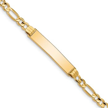 10k Yellow Gold Figaro Link ID Bracelet