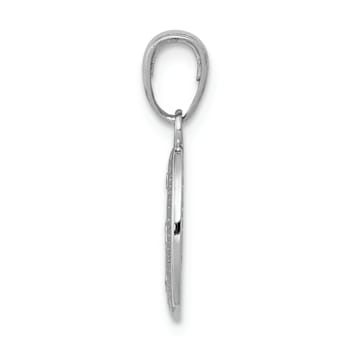 Rhodium Over 14K White Gold Miraculous Medal Charm