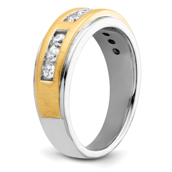 14K Two-tone Yellow and White Gold Lab Grown Diamond Men's Ring