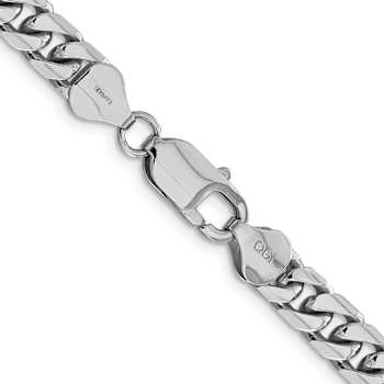 Rhodium Over 14k White Gold 6.25mm Solid Miami Cuban 20 Inch Chain