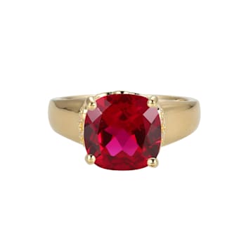 Lab Created Ruby And White Cubic Zirconia 18k Yellow Gold Over Silver
July Birthstone Ring 4.42ctw