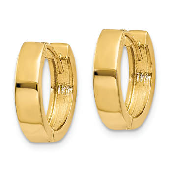 14k Yellow Gold 3/8" Round Hinged Hoop Earrings