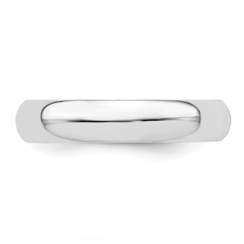 Rhodium Over Sterling Silver 4mm Half-Round Band