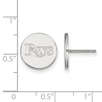 Rhodium Over Sterling Silver MLB LogoArt Tampa Bay Rays Post Earrings
