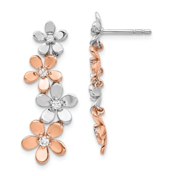 14k Two-tone Gold Diamond Dangle Earrings