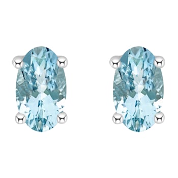 5x3mm Oval Aquamarine 14k White Gold Stud Earrings