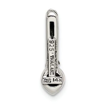 Rhodium Over Sterling Silver Antiqued with 14k Accent Aquamarine Chain
Slide Pendant