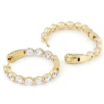 CZ Inside-Out Hoop Earrings In 14K Gold Over Brass 9.25ctw