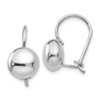 Rhodium Over 14k White Gold Polished Button Drop Earrings
